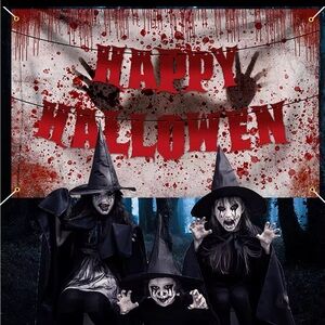Bloody Halloween Banner Haunted House Wall Decoration Zombie Horror Party